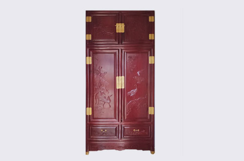 绵阳高端中式家居装修深红色纯实木衣柜