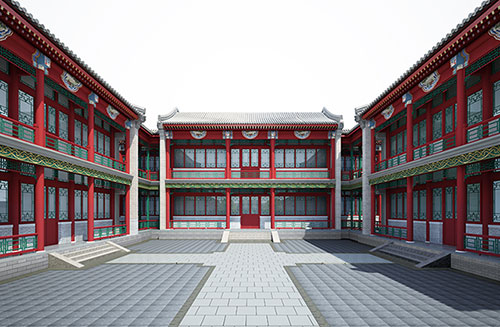绵阳北京四合院设计古建筑鸟瞰图展示